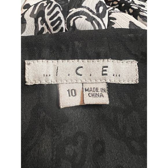 Y2K I.C.E White And Black Floral Double Lined Midi Whimsygoth Skirt Size 10 - Picture 3 of 5